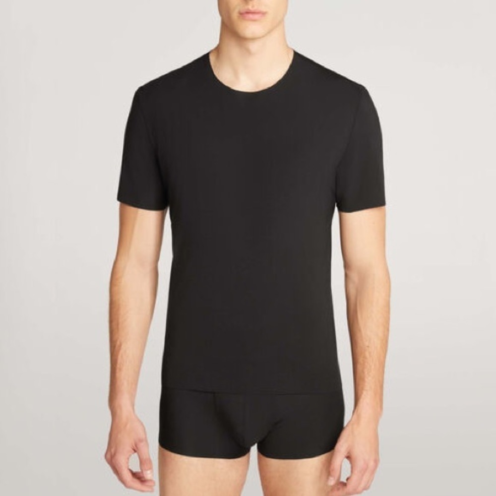 Wolford men’s modal t-shirt pure tee short sleeve raw hem crewneck fitted